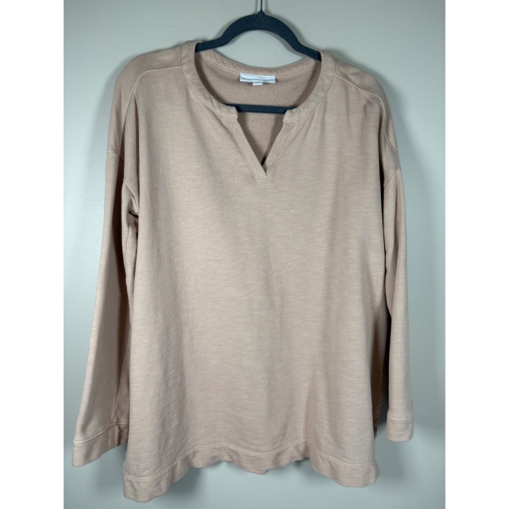 Pure Jill J. Jill Tan Organic Cotton Split Neck Sweatshirt‎ Womens Medium P Flaw